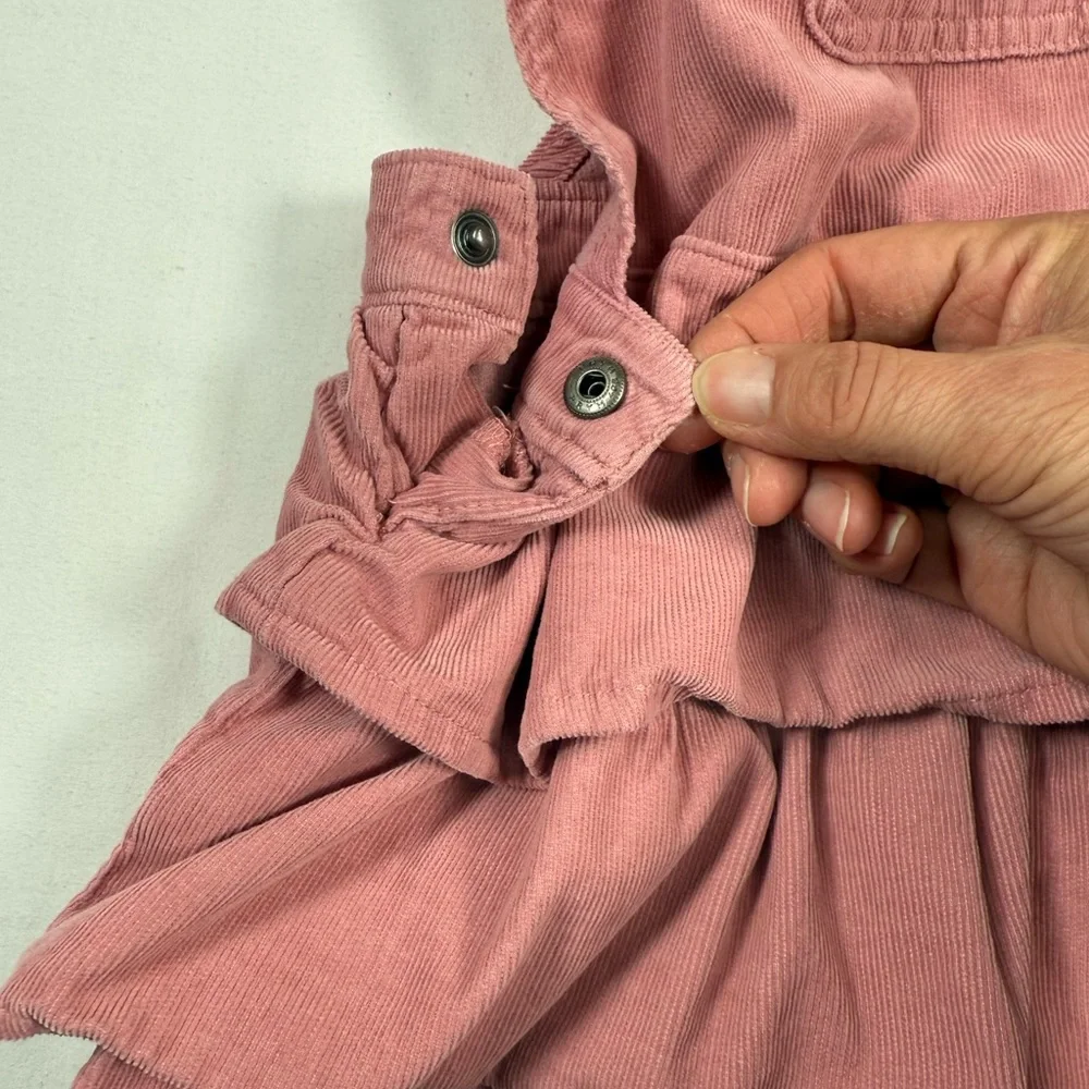GYMBOREE Girls Corduroy Tiered‎ Overall Dress 5T Dusty Rose Y2K Inspired Cowgirl